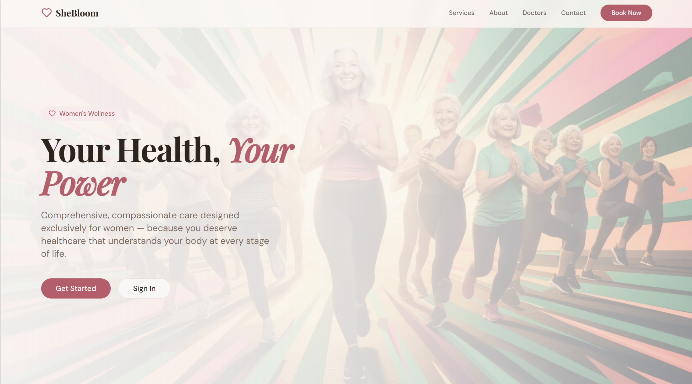 SheBloom women's health and wellness product interface